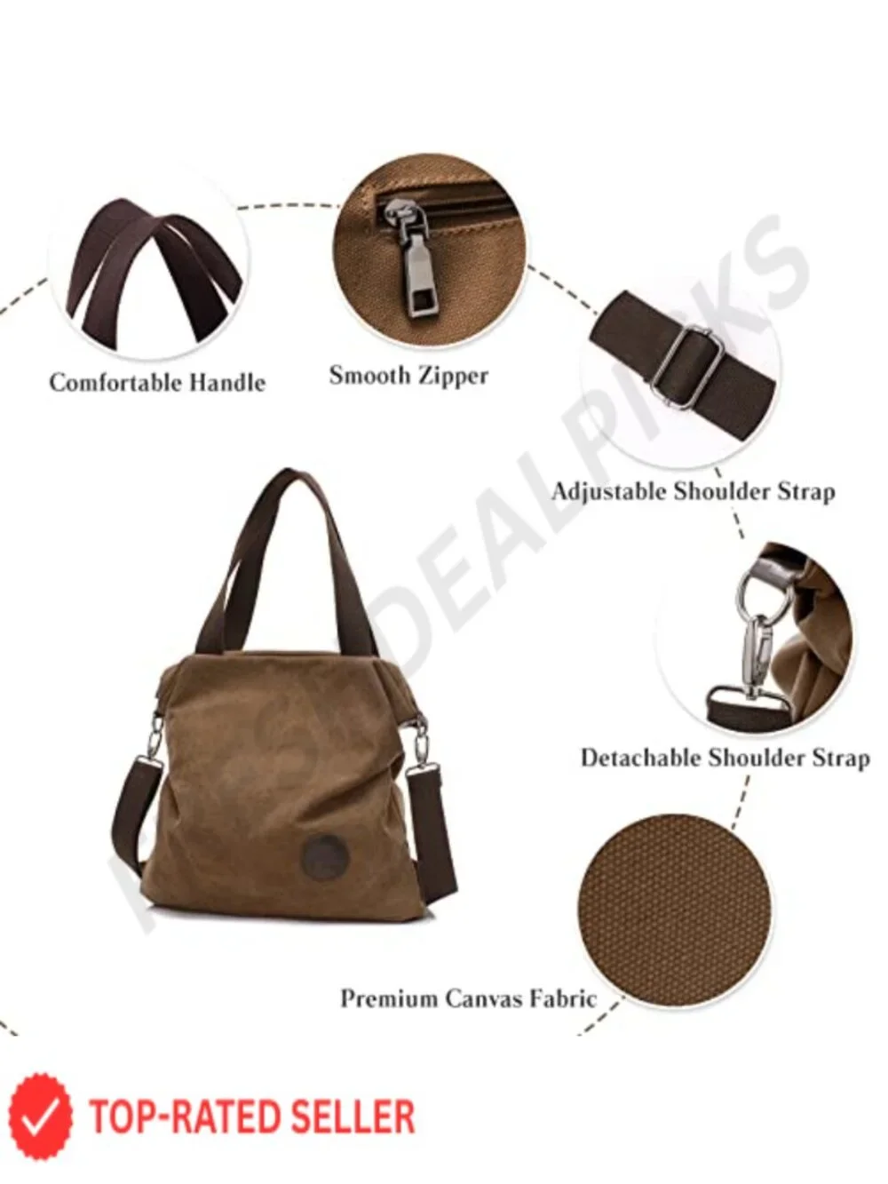 Canvas Hobo Shoulder Bag Crossbody Tote for Women Travel Work